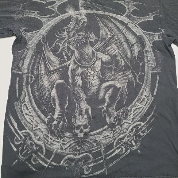Vintage Dragon Mystical Creature Skull Folktale Graphic T-Shirt Size Small - Picture 2 of 7